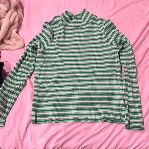 Victoria's Secret Green and White Striped Long Sleeve Top